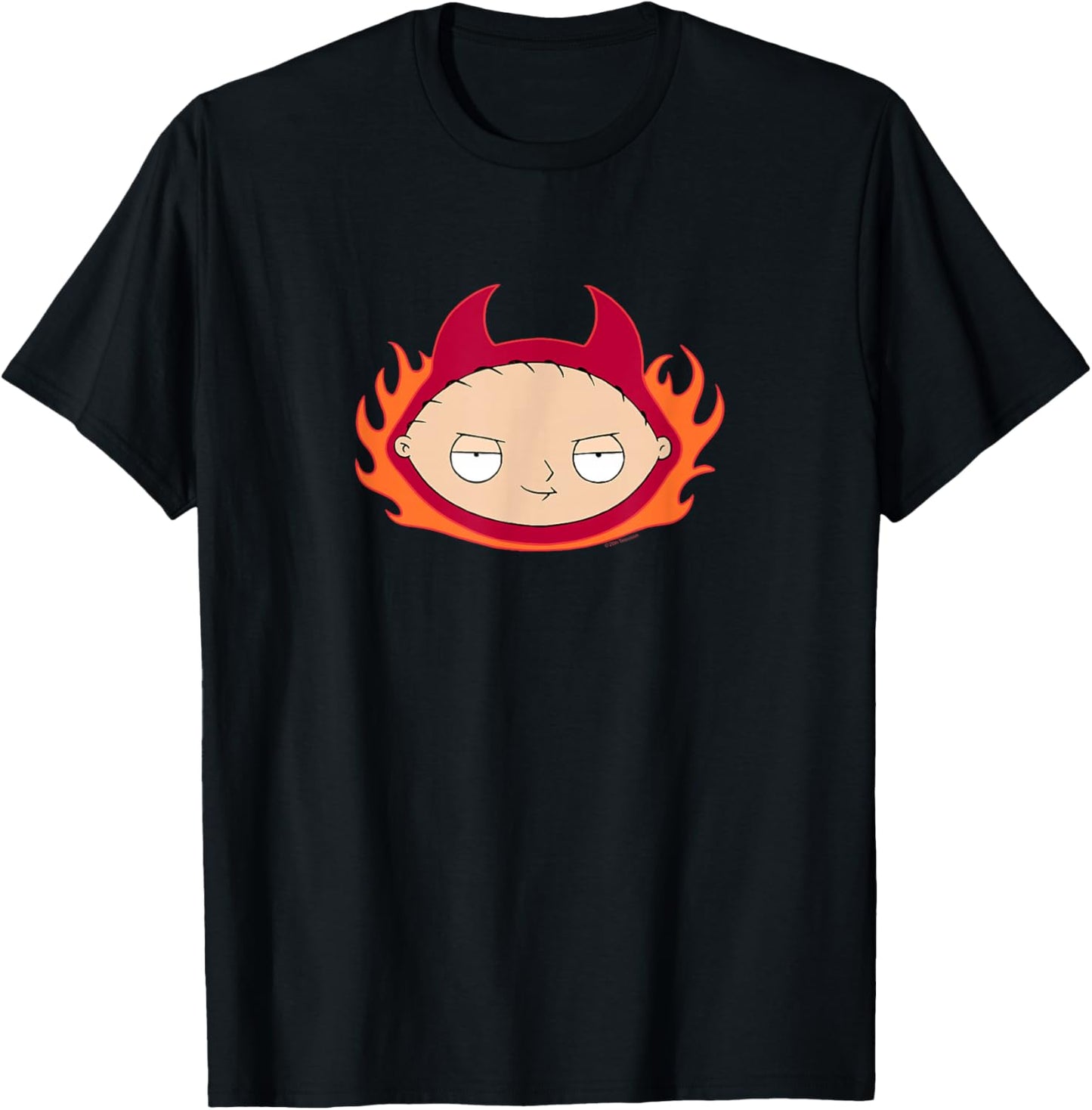 Family Guy Devil Stewie with Flames Cartoon T-Shirt - T-Shirt | Black