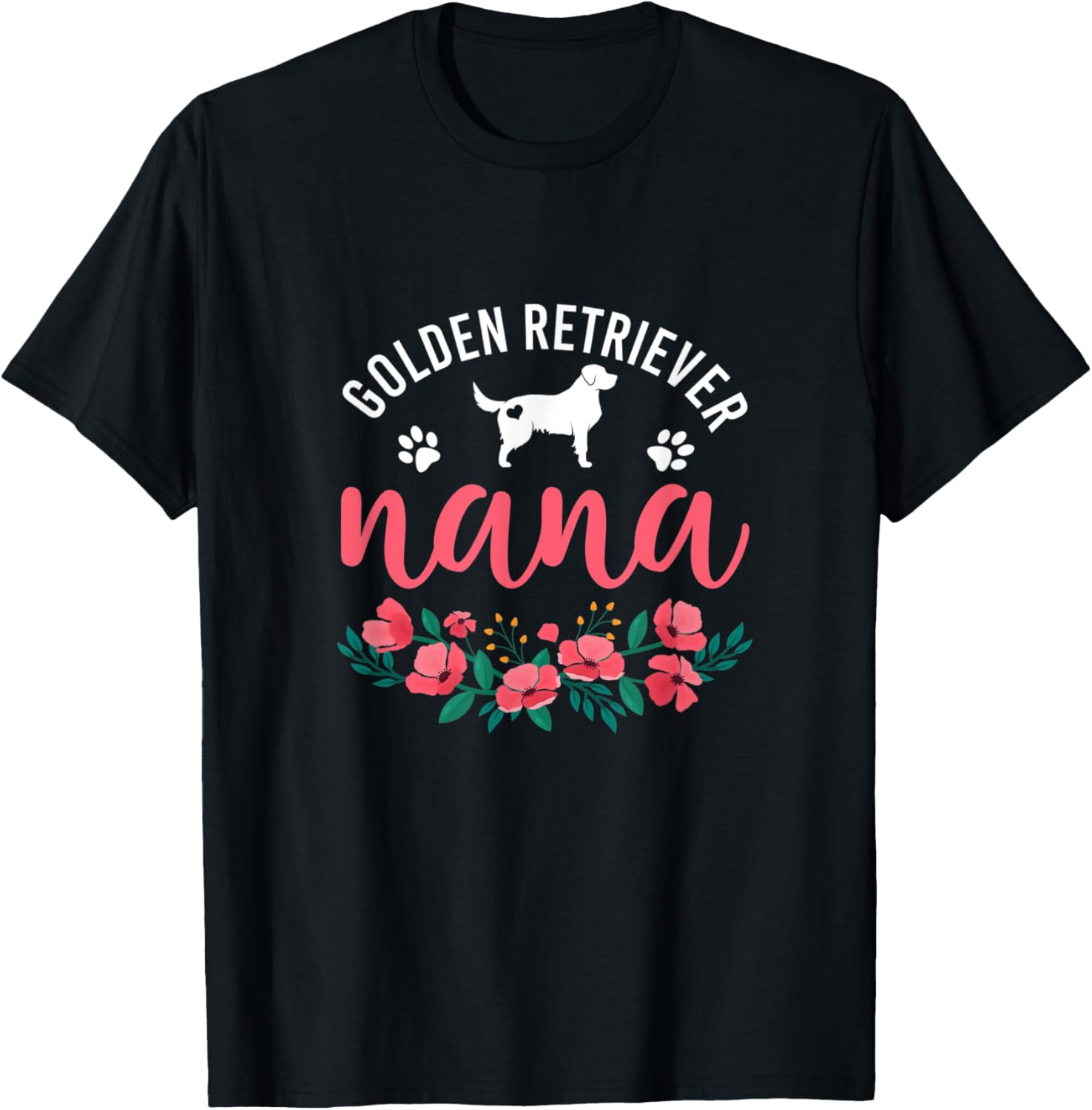 Golden Retriever Nana Dog Gifts Women Grandma Dog Christmas T-Shirt - T-Shirt | Black