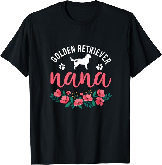Golden Retriever Nana Dog Gifts Women Grandma Dog Christmas T-Shirt - T-Shirt | Black