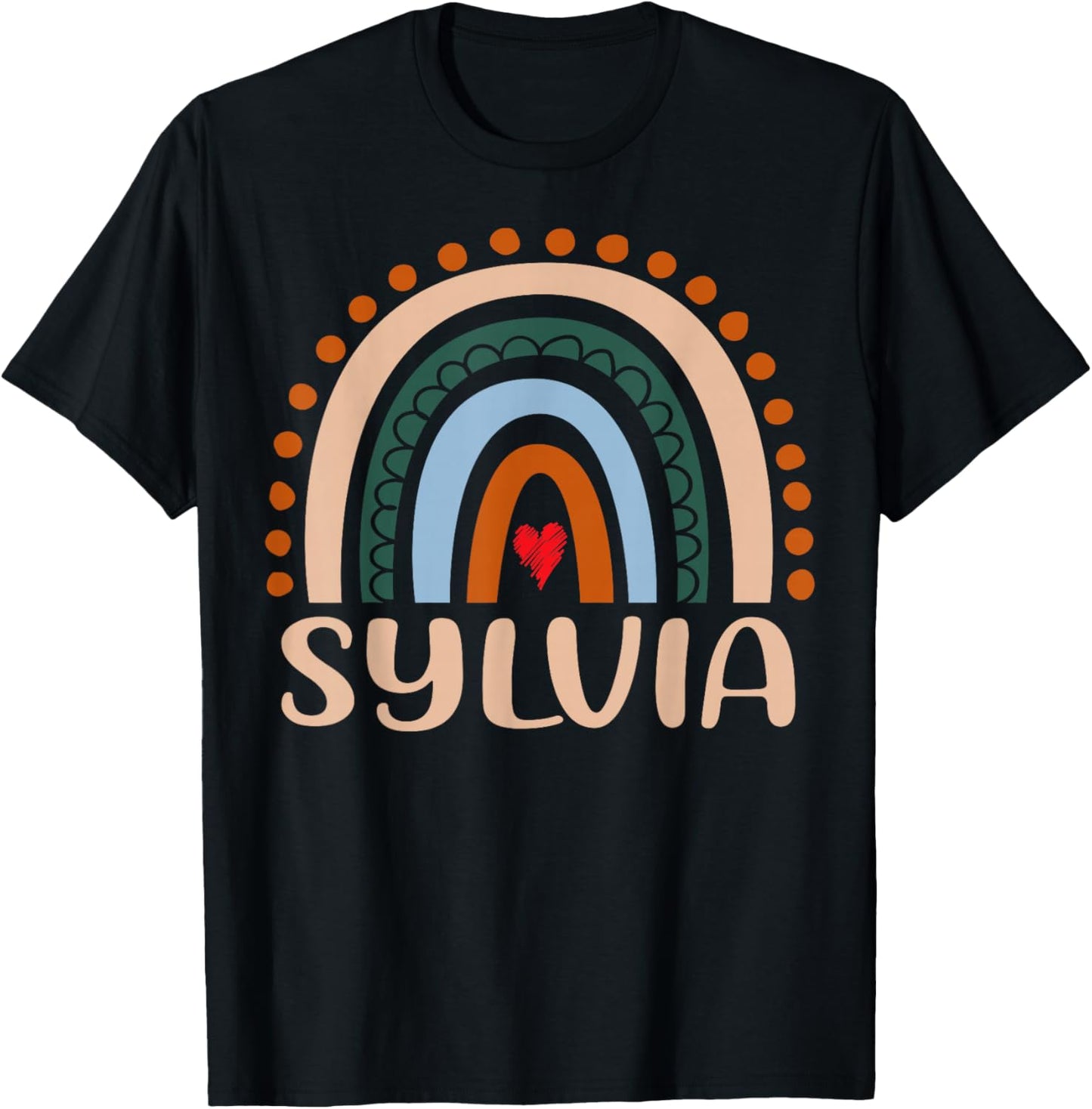 Sylvia Name Personalized Funny Women Rainbow Sylvia T-Shirt - T-Shirt | Black