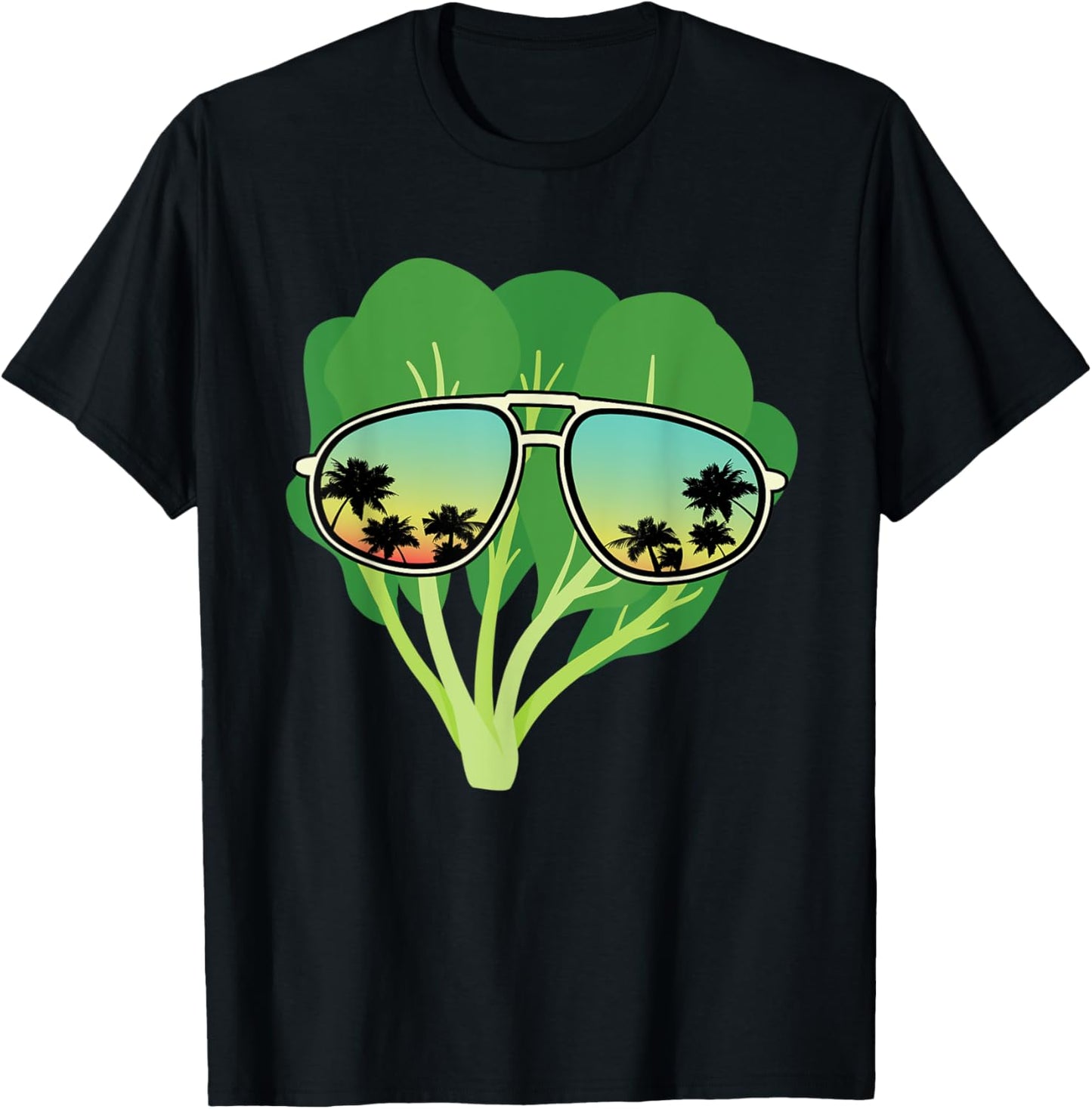 Funny Spinach With Sunglasses Outfit Love Healthy Food T-Shirt - T-Shirt | Black