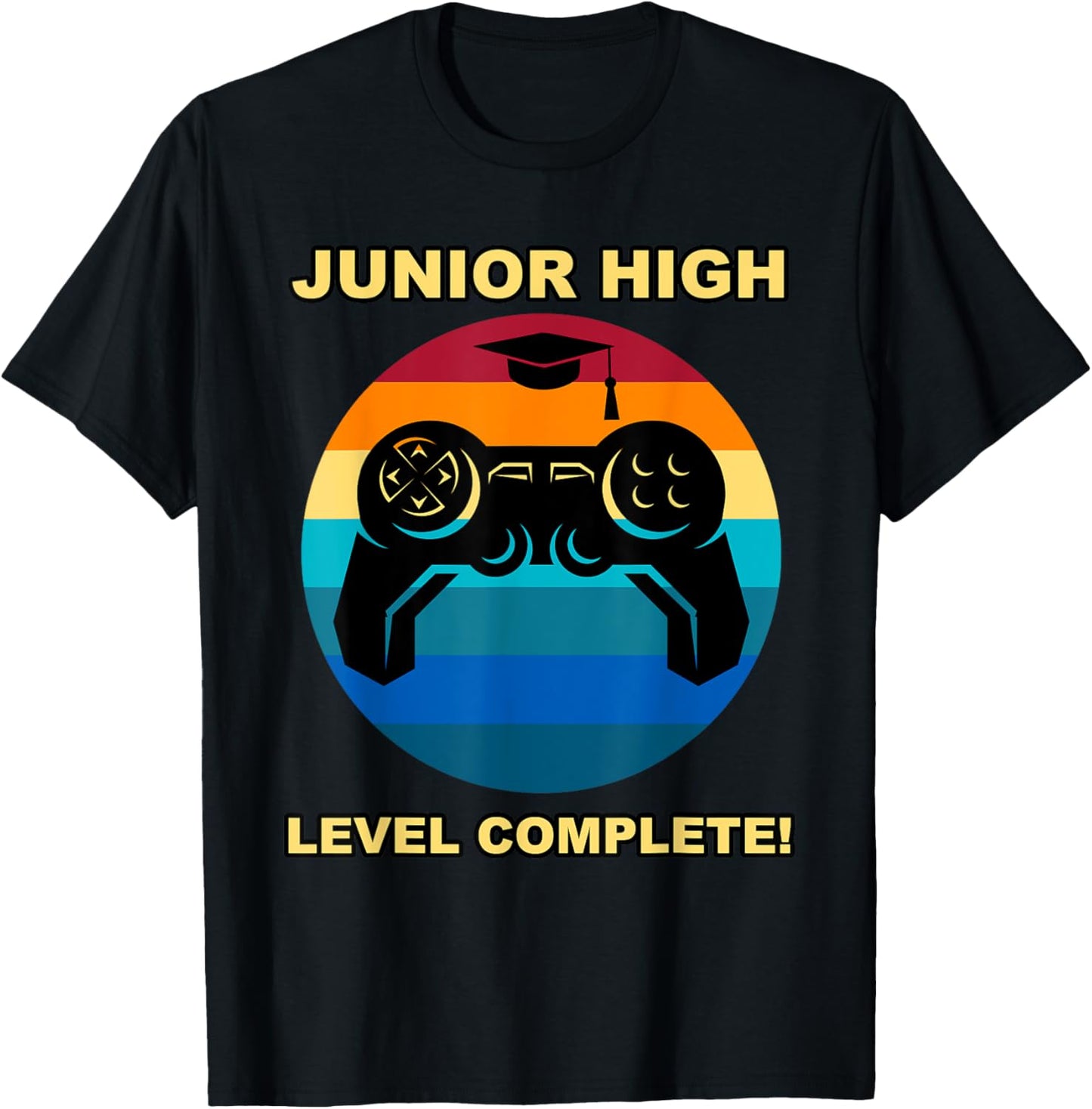 Junior High School Level Complete Graduation Gamer Game Midd T-Shirt - T-Shirt | Black