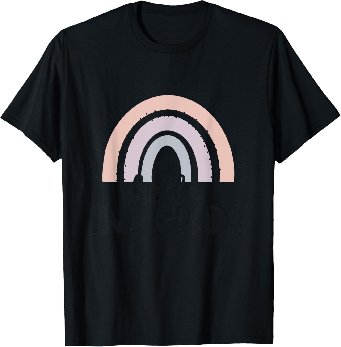 Second Grade Rainbow Teacher Hello 2nd Grade Rainbow T-Shirt - T-Shirt | Black