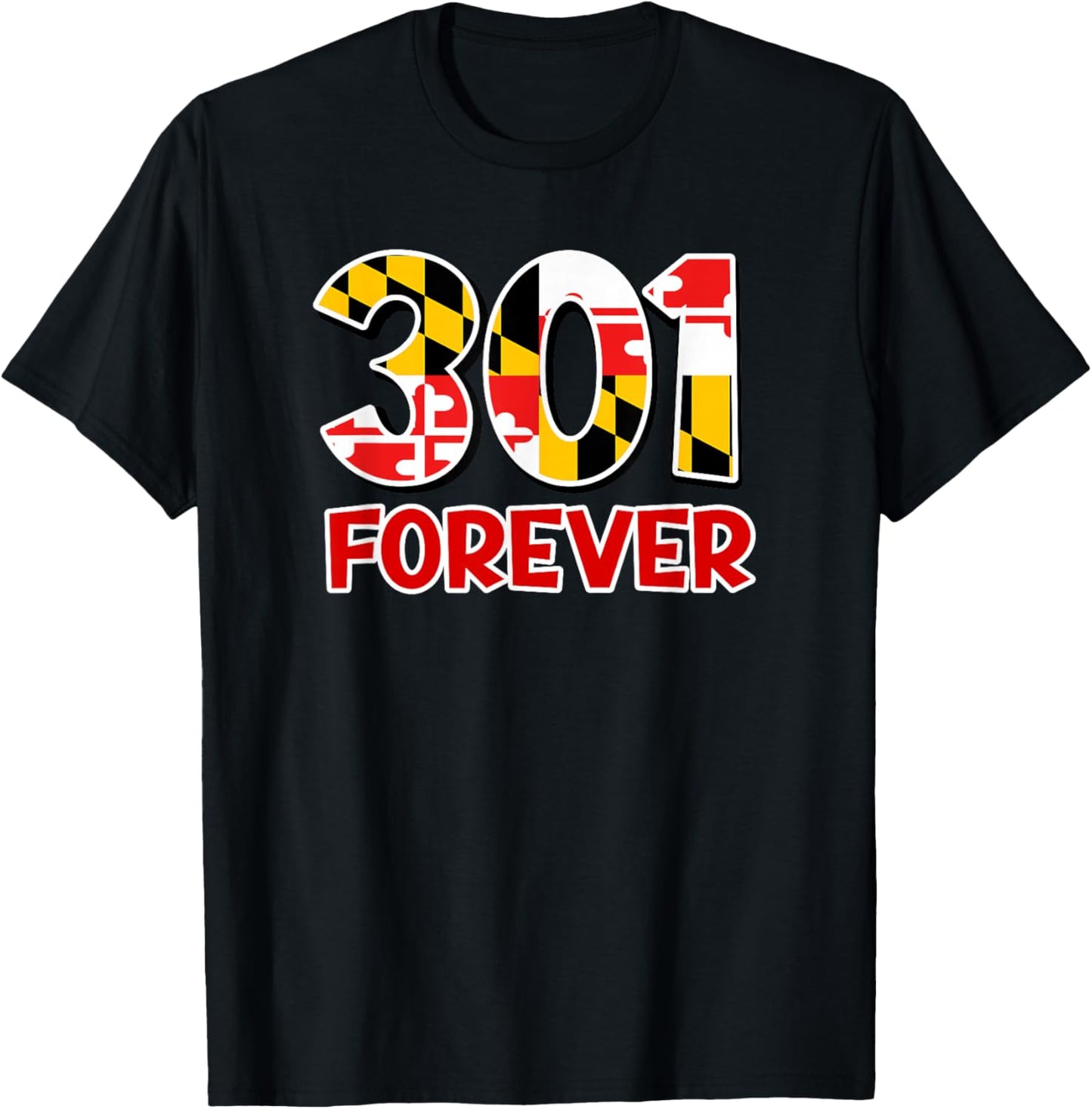Maryland Flag 301 Area Code Souvenir T-Shirt - T-Shirt | Black