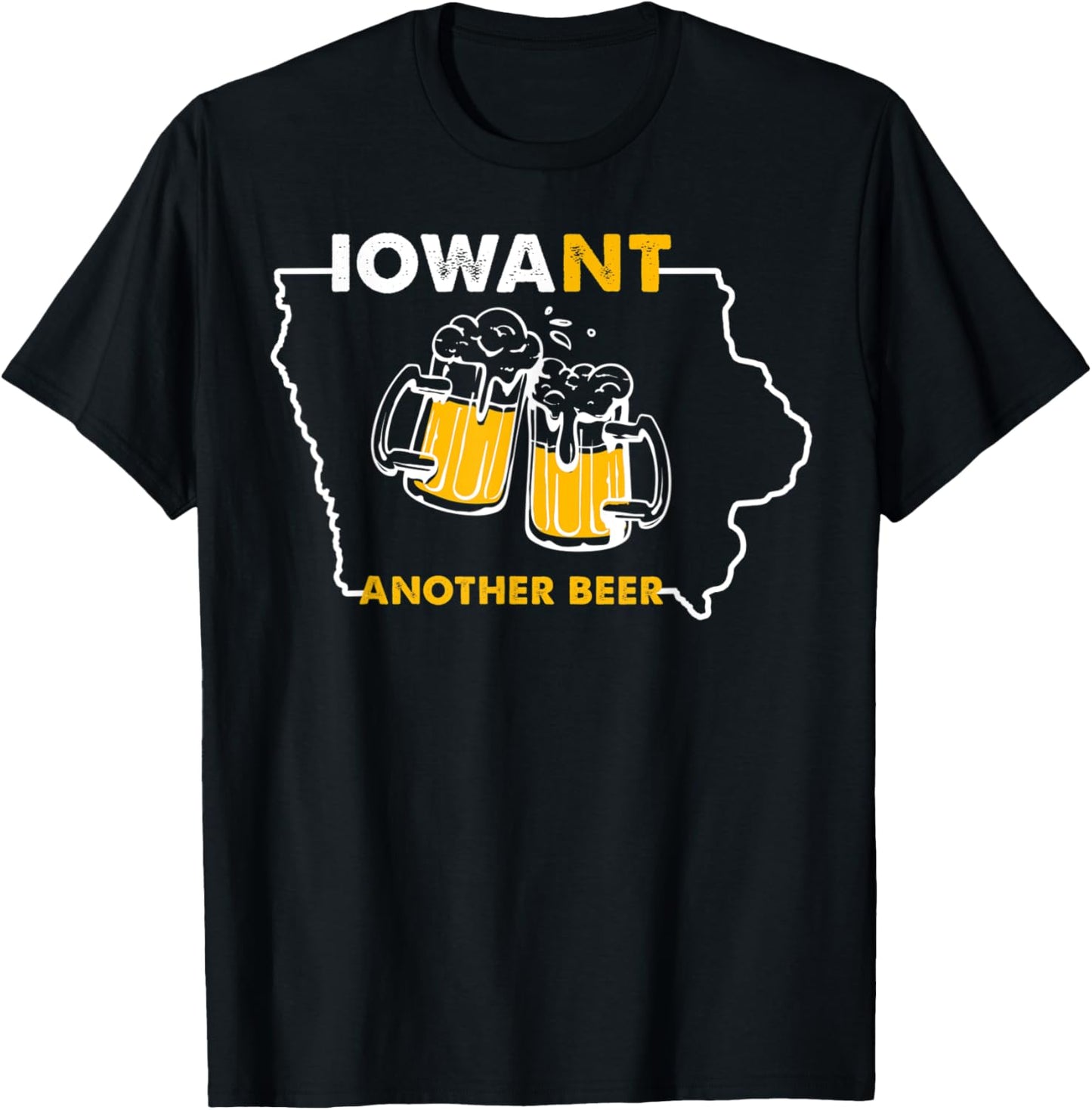 Funny Iowa Beer Shirt-Distressed Iowa State Map T-Shirt - T-Shirt | Black