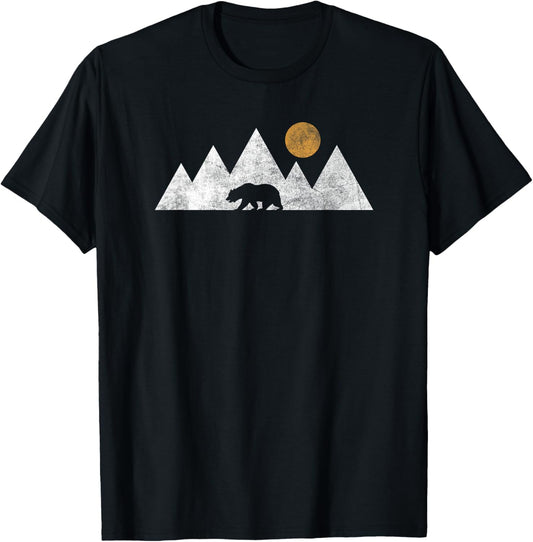Retro Yosemite California Bear National Park Vintage Hiking T-Shirt - T-Shirt | Black