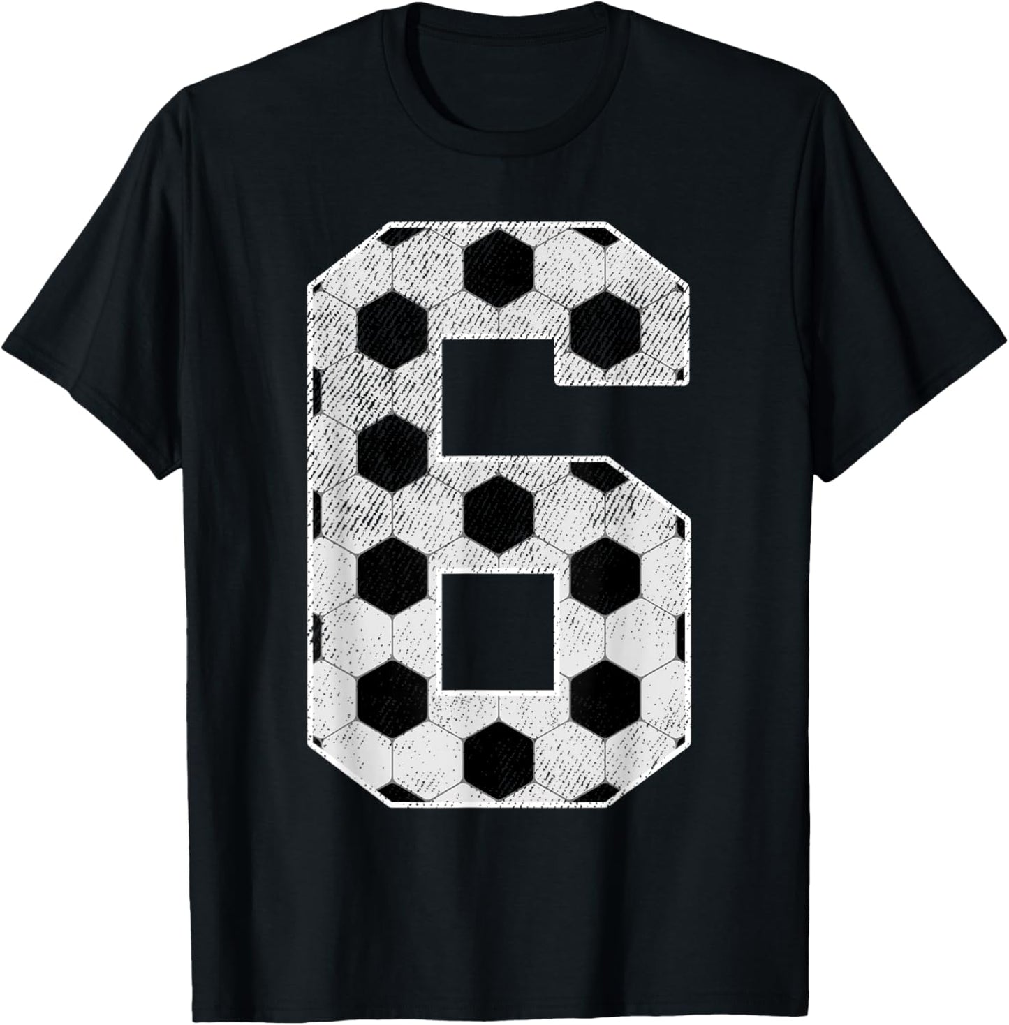 6th Birthday Party Six 6 Year Old Soccer Bday Boy Girl T-Shirt - T-Shirt | Black