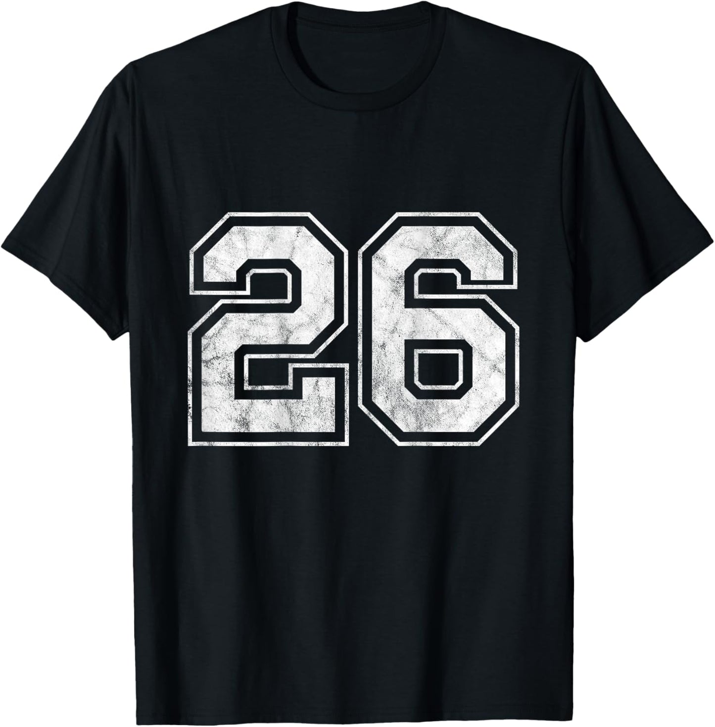 Big Numbers, Large Varsity Style Number Gifts Number 26 on the Back - -Adults & Kids - Black - Small - Short Sleeve - Sports - Basketball T-Shirt - T-Shirt | Black