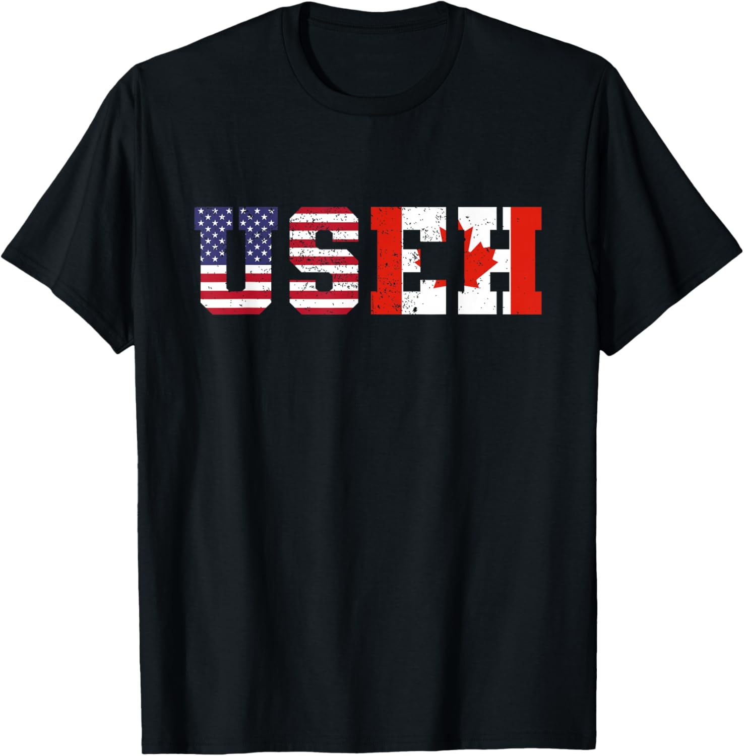 Vintage USA Canada USEH Happy Canada Day 4th Of July T-Shirt - T-Shirt | Black