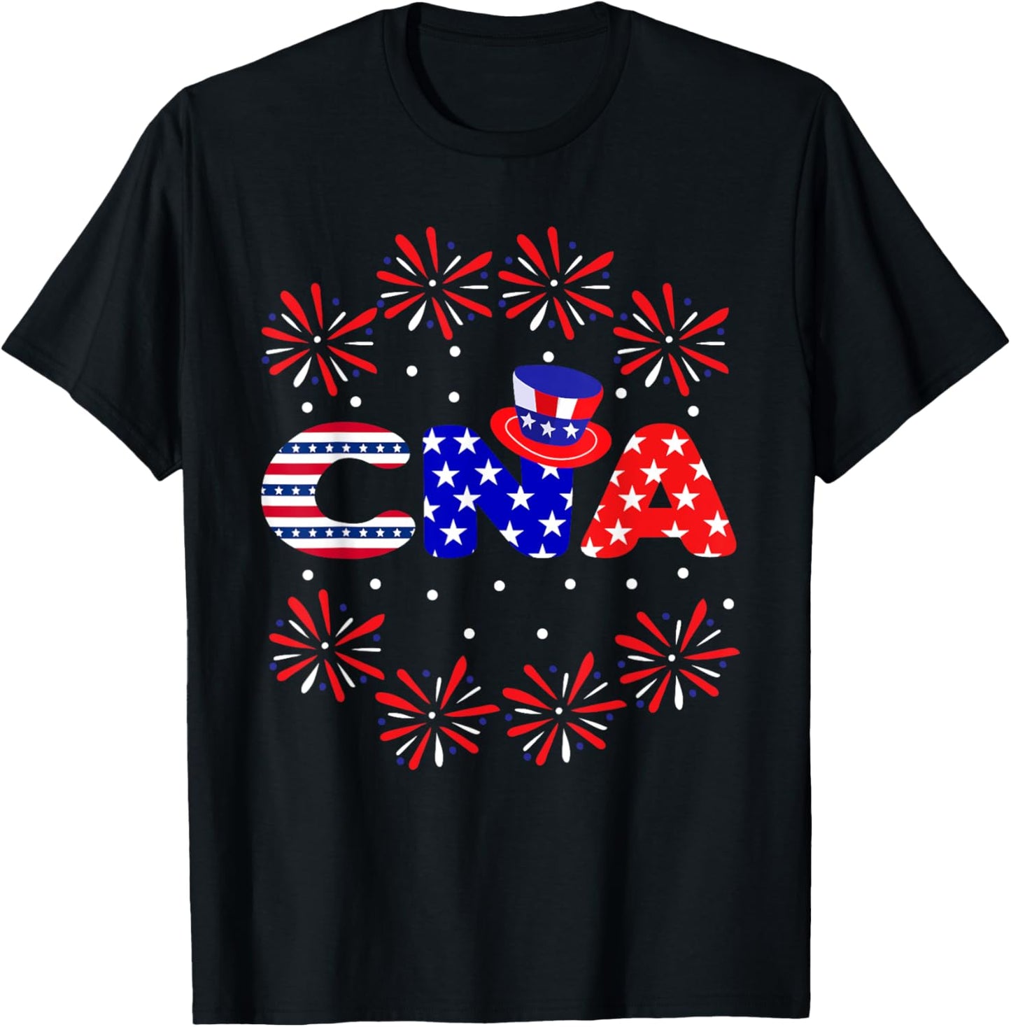 4th Of July CNA Nurse Red White Blue USA Flag Patriotic Men T-Shirt - T-Shirt | Black