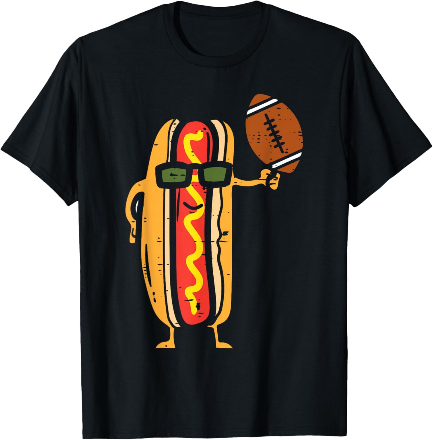 American Football Hotdog Funny Sports Foodie Men Women Kids T-Shirt - T-Shirt | Black