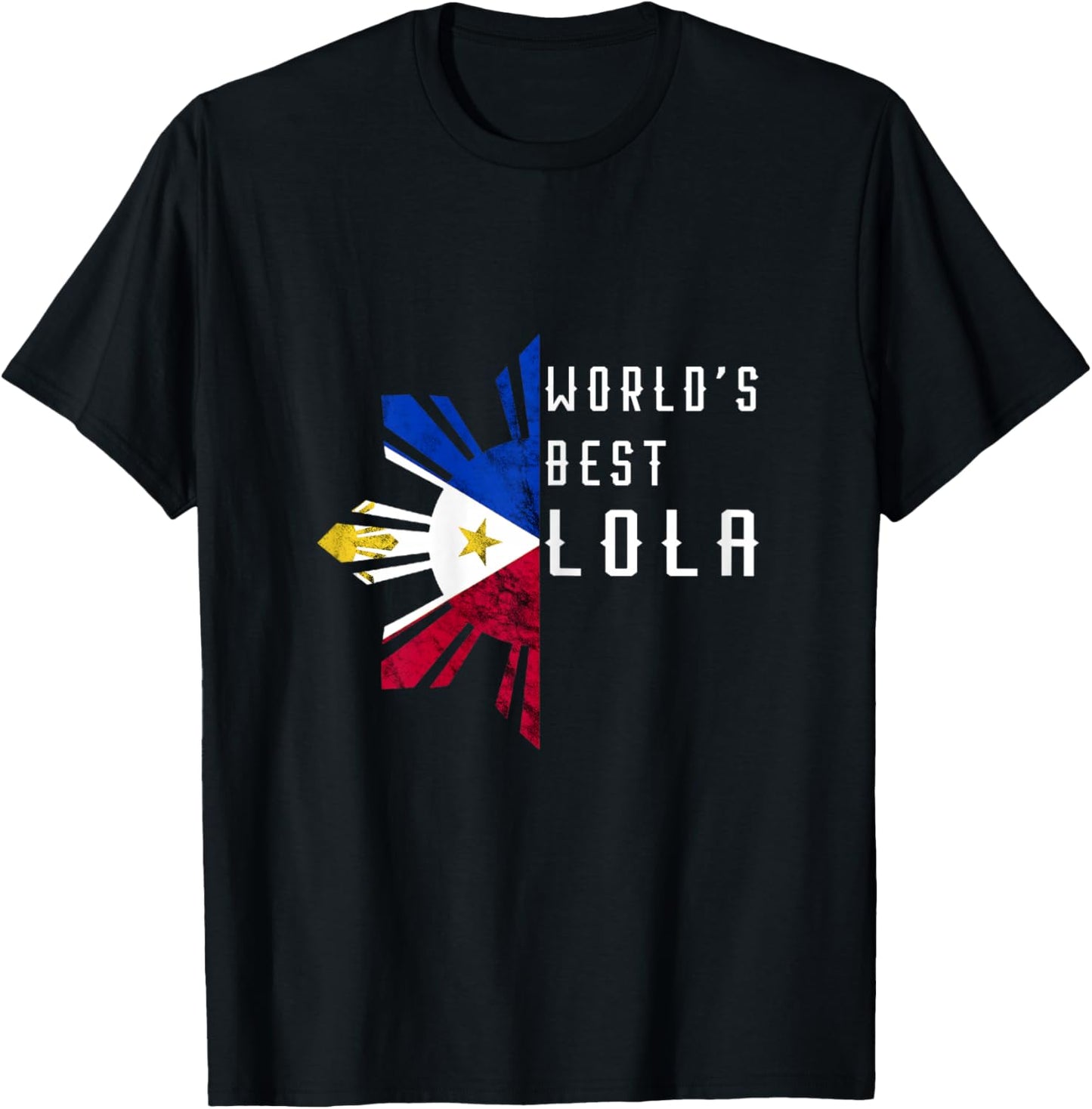 Philippines World's Best Lola Filipino Sun Pinay Flag T-Shirt - T-Shirt | Black