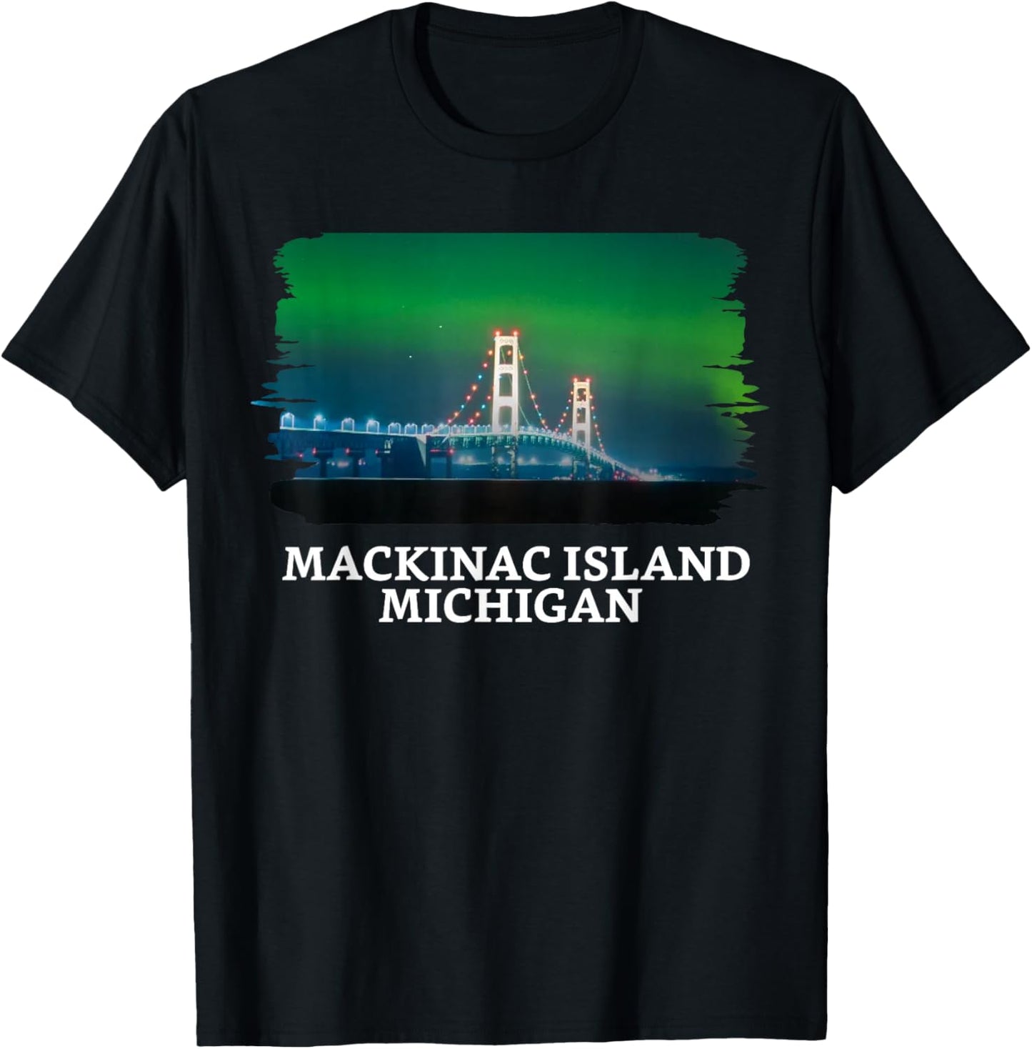 Mackinac Island Bridge Michigan Great Lakes Huron Ferry Trip T-Shirt - T-Shirt | Black
