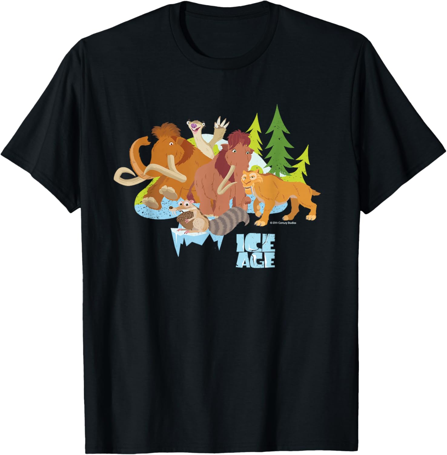 20th Century Fox Ice Age 20th Anniversary Exclusive -Adults , Black, Short Sleeve, Small T-Shirt - T-Shirt | Black
