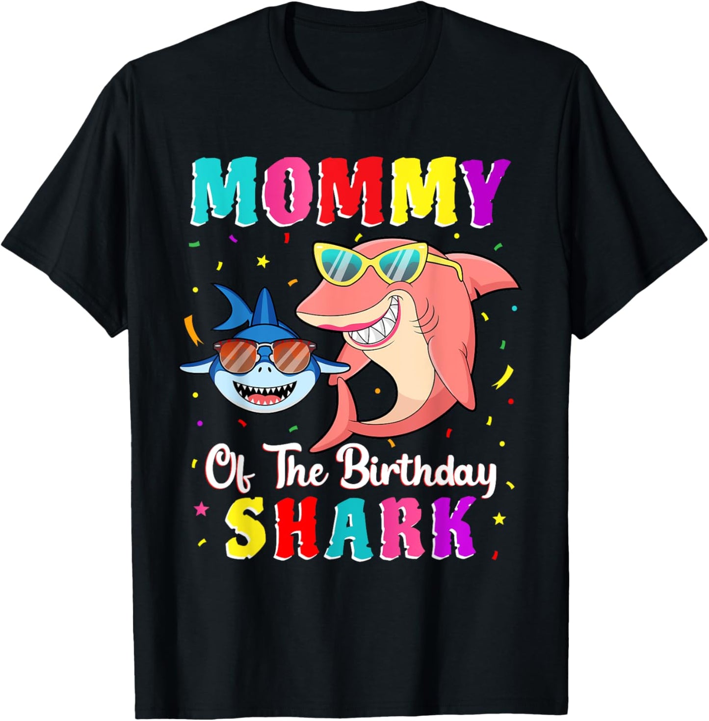 Mommy Of The Shark Birthday Family Matching Birthday Son T-Shirt - T-Shirt | Black