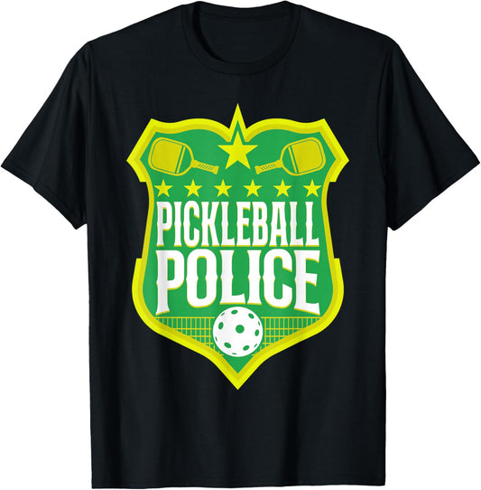 Pickleball Badge Pickleball Police T-Shirt - T-Shirt | Black