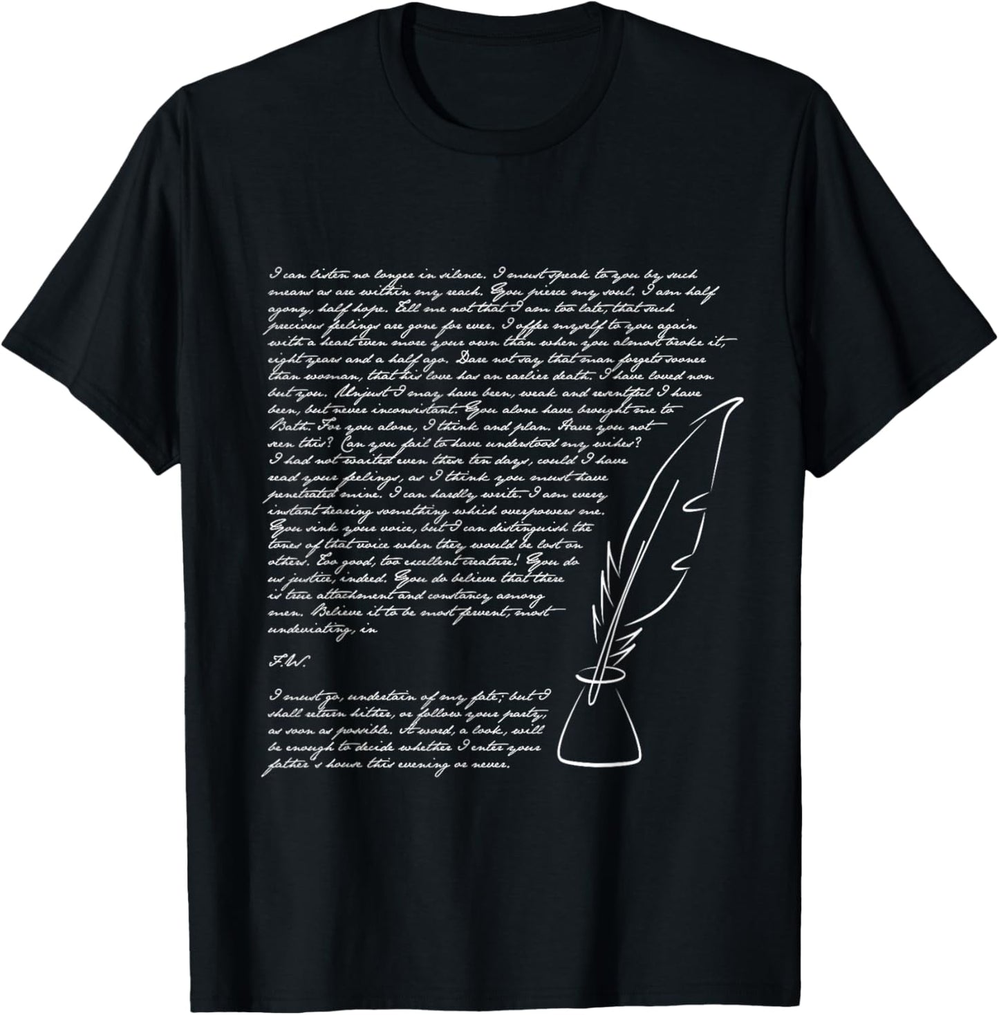 Jane Austen Persuasion Captain Wentworth Letter Literary T-Shirt - T-Shirt | Black
