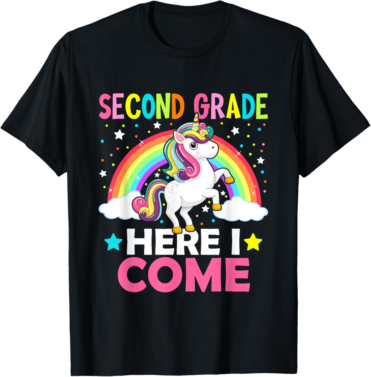 Second Grade Here I Come Unicorn Back To School 2nd Graders T-Shirt - T-Shirt | Black