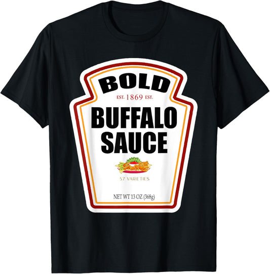 Bold Buffalo Sauce Bottle Label Funny Halloween Costume T-Shirt - T-Shirt | Black