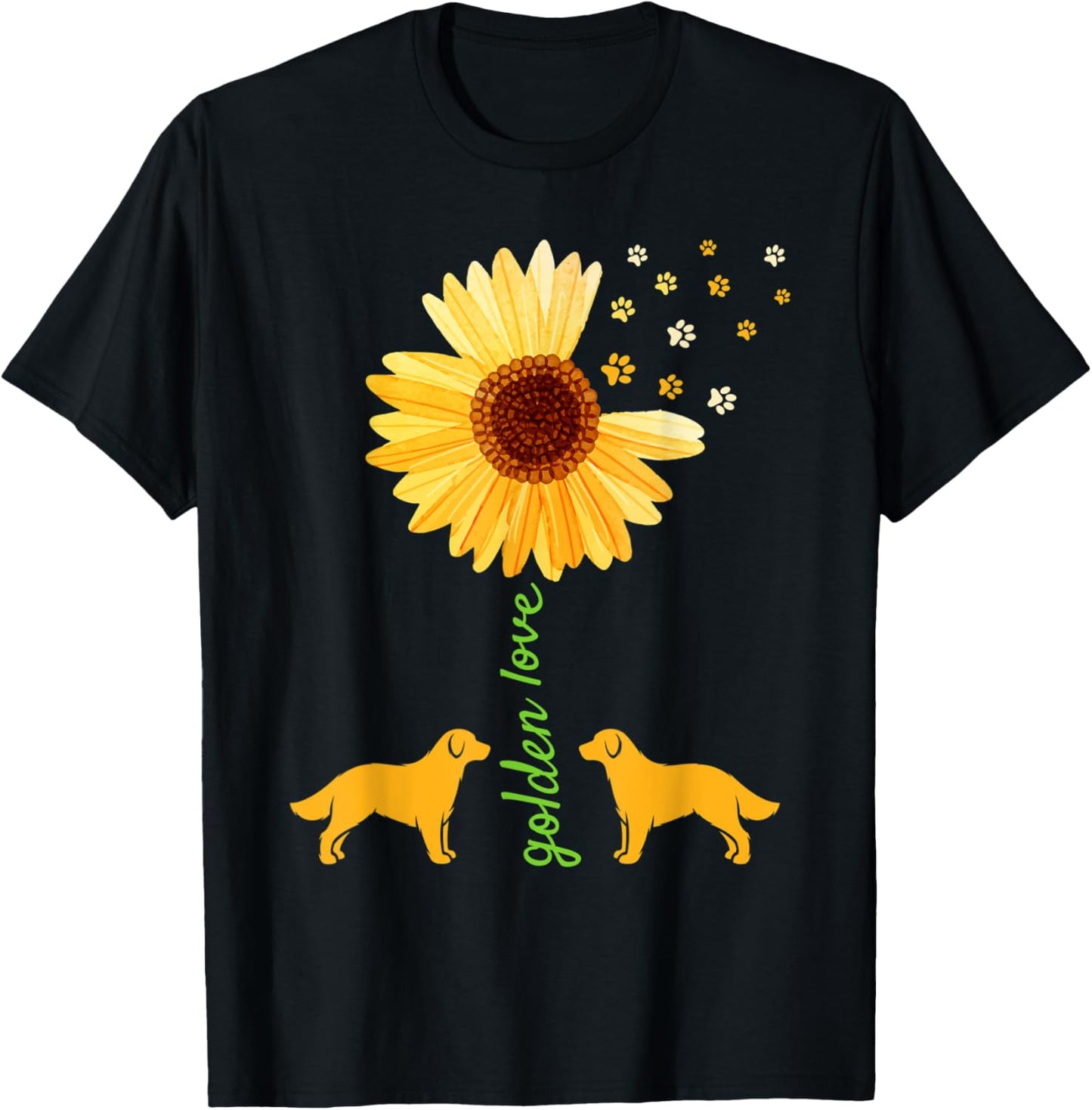 Golden Retriever Sunflower Women Dog Mother T-Shirt - T-Shirt | Black