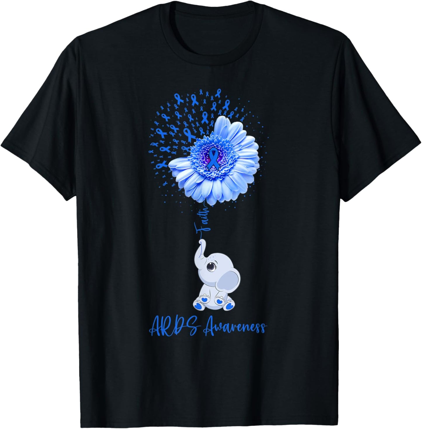 ARDS Awareness Faith Elephant Survivor Fighter T-Shirt - T-Shirt | Black