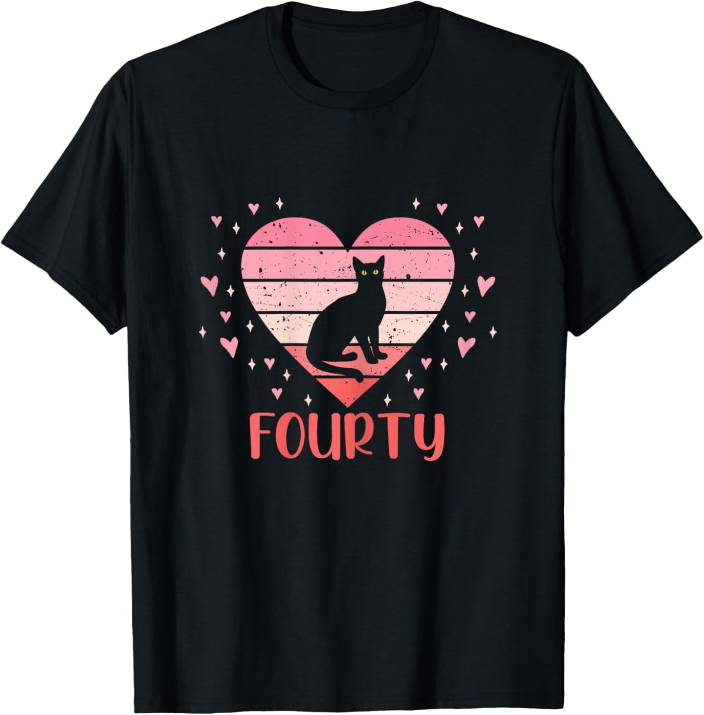 40 Year Old Cute Cat Birthday Girl 40th B-day T-Shirt - T-Shirt | Black