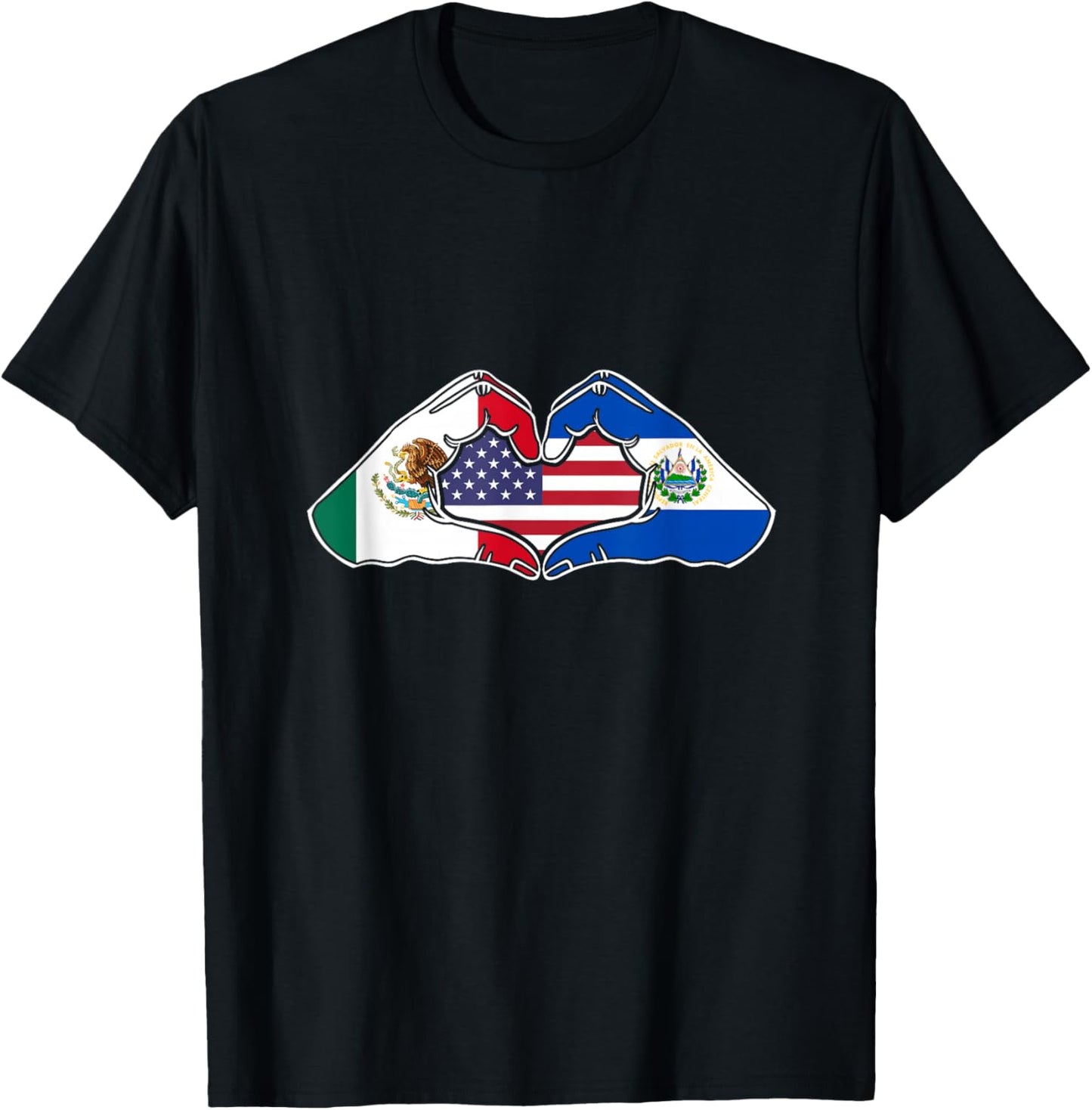 Heart Hands Mexico, El Salvador and The USA. T-Shirt - T-Shirt | Black