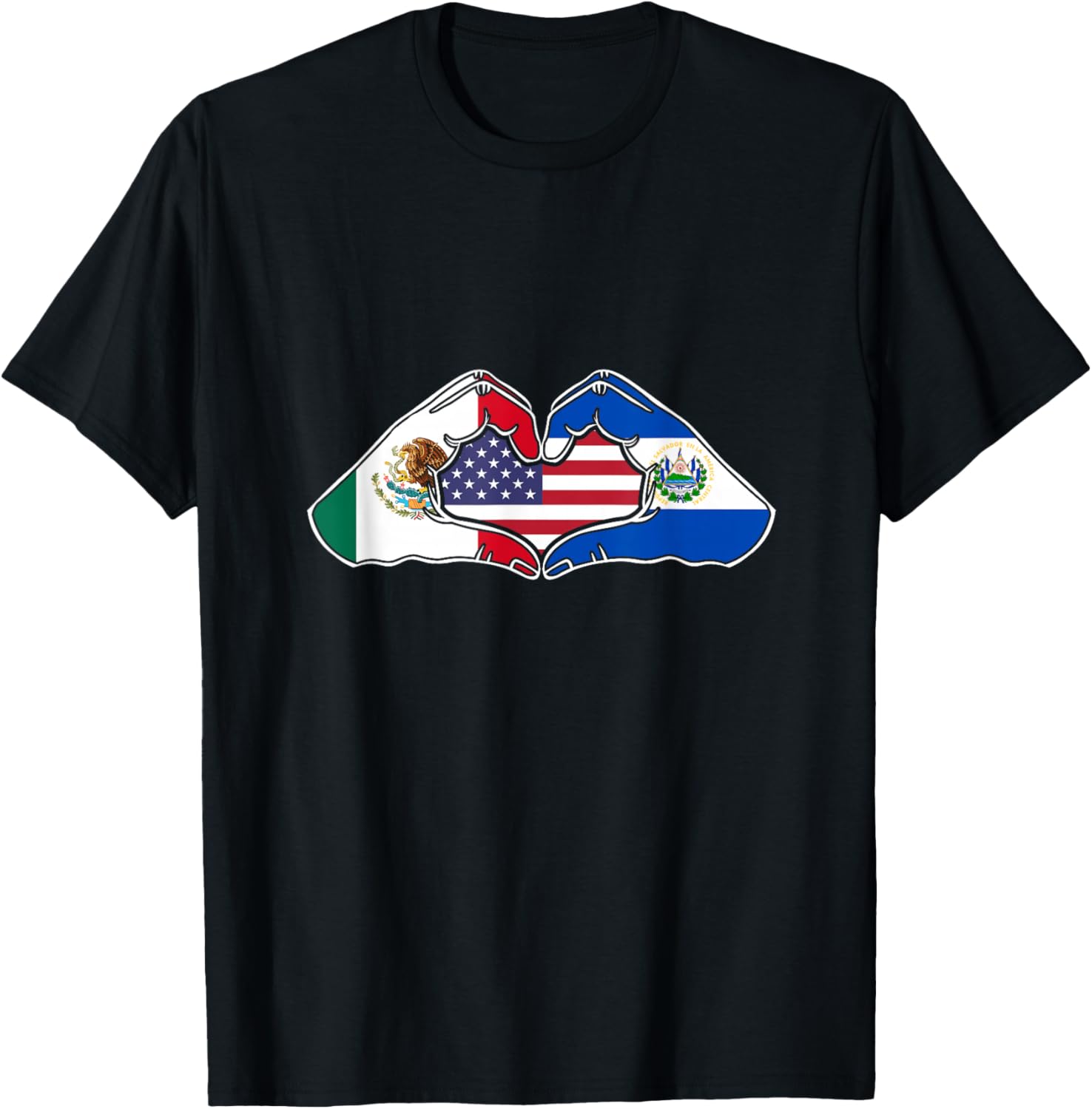 Heart Hands Mexico, El Salvador and The USA. T-Shirt - T-Shirt | Black
