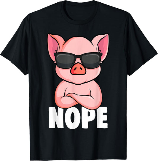 Pigs Nope Pig Children Girls Pig T-Shirt - T-Shirt | Black