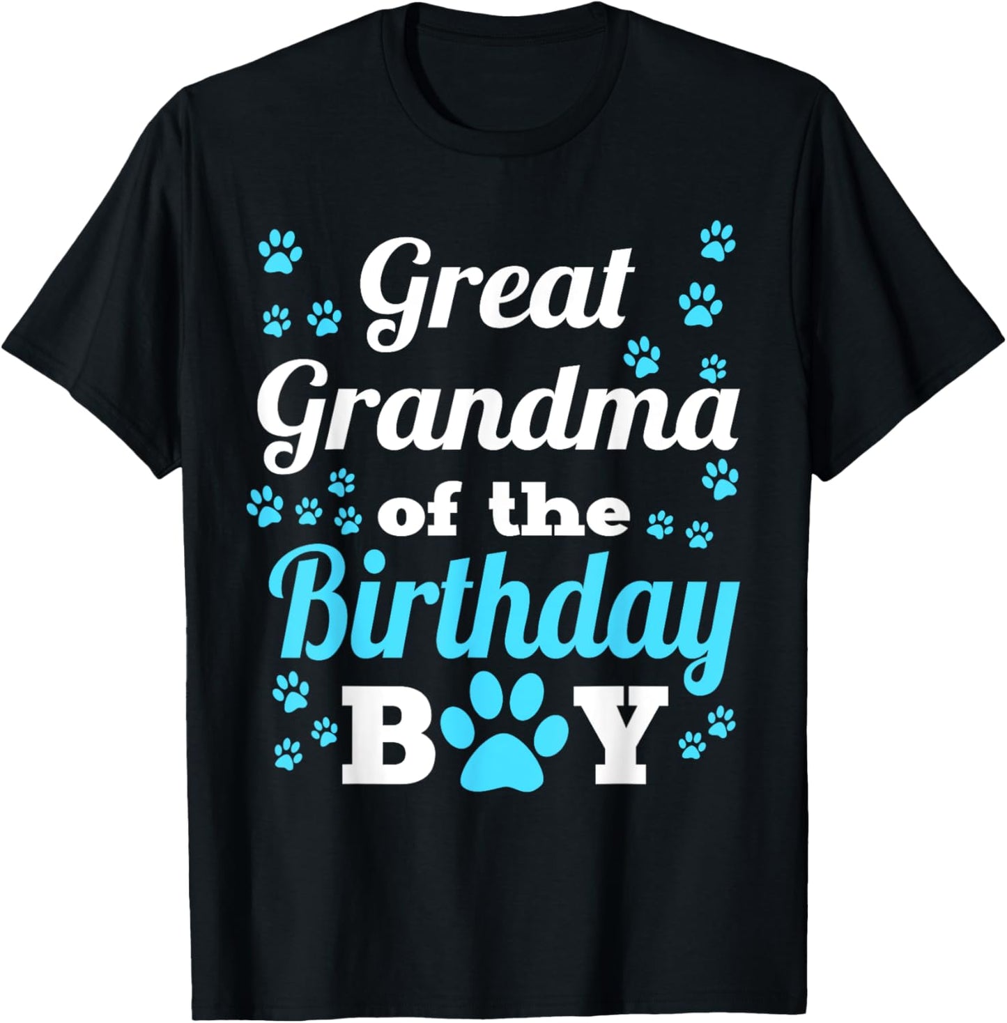 Great Grandma Of The Birthday Boy Dog Paw Bday Party T-Shirt - T-Shirt | Black