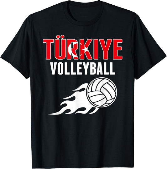 Proud Türkiye Volleyball Fan Jersey Pride Turkey Flag Sport T-Shirt - T-Shirt | Black
