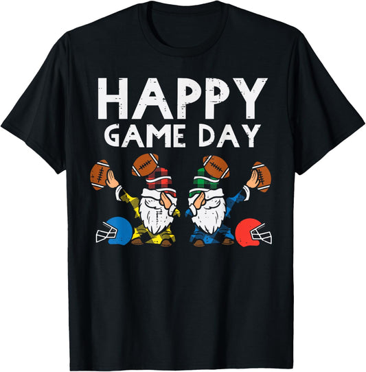 Gnome Dab Happy Game Day American Football Men Women Kids T-Shirt - T-Shirt | Black