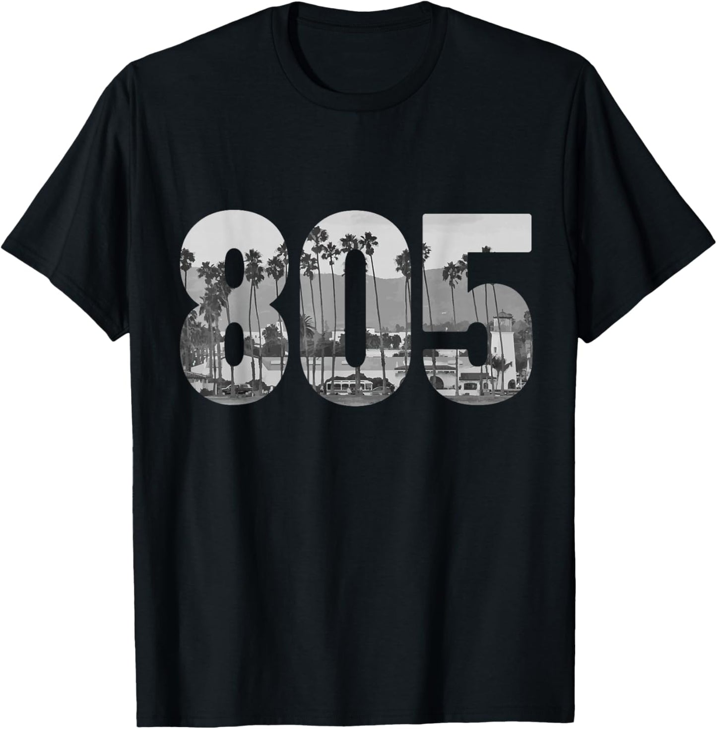 Santa Barbara 805 Area Code Vintage Palms California T-Shirt - T-Shirt | Black