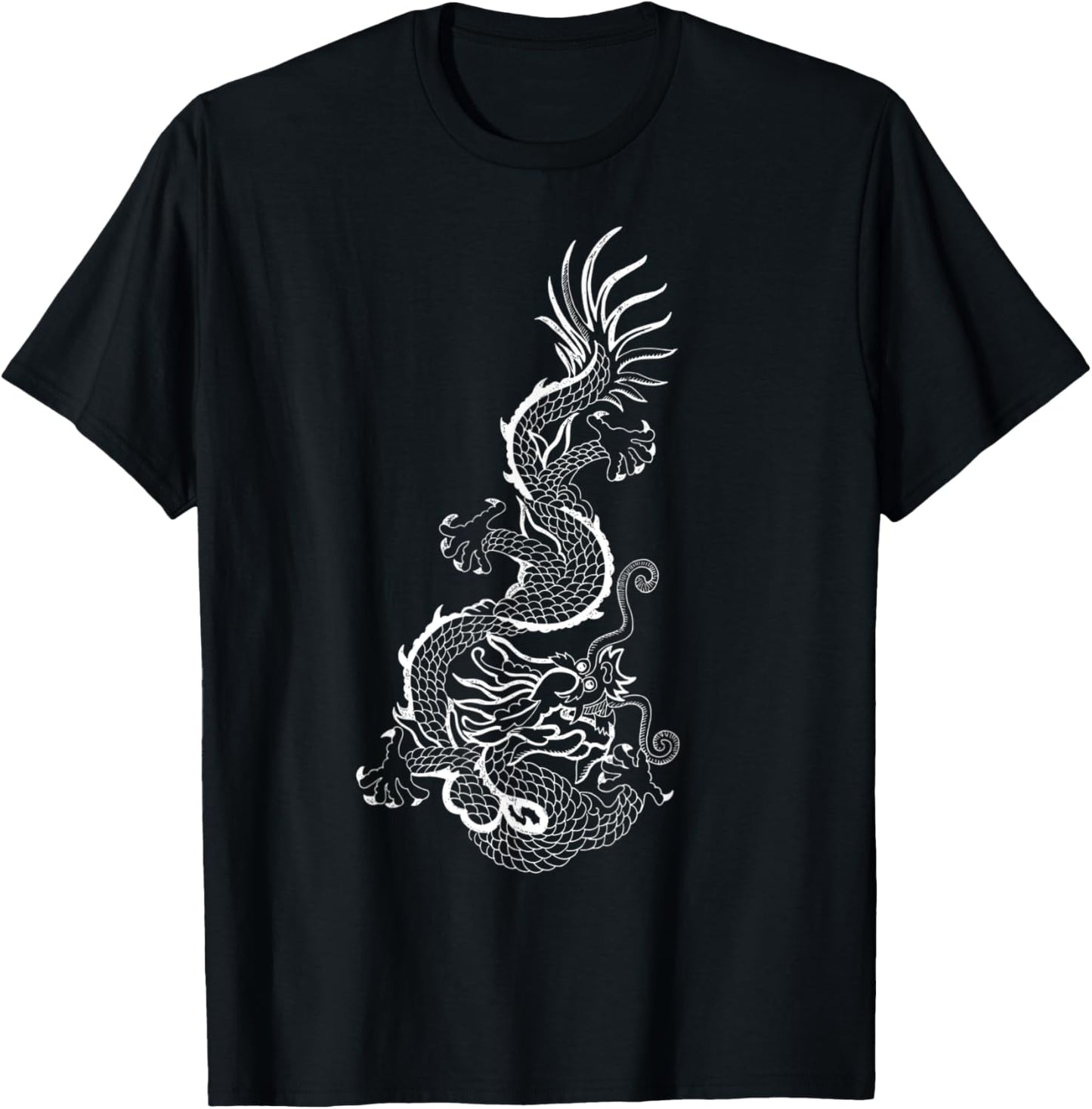 Traditional Korean Dragon Drawing T-Shirt - T-Shirt | Black