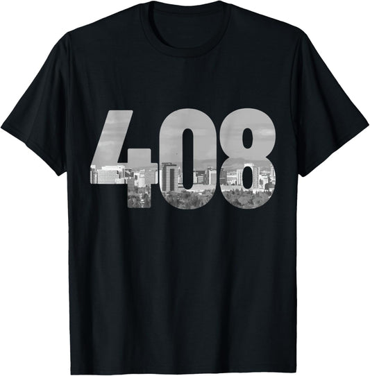 San Jose 408 Area Code Vintage Skyline California T-Shirt - T-Shirt | Black