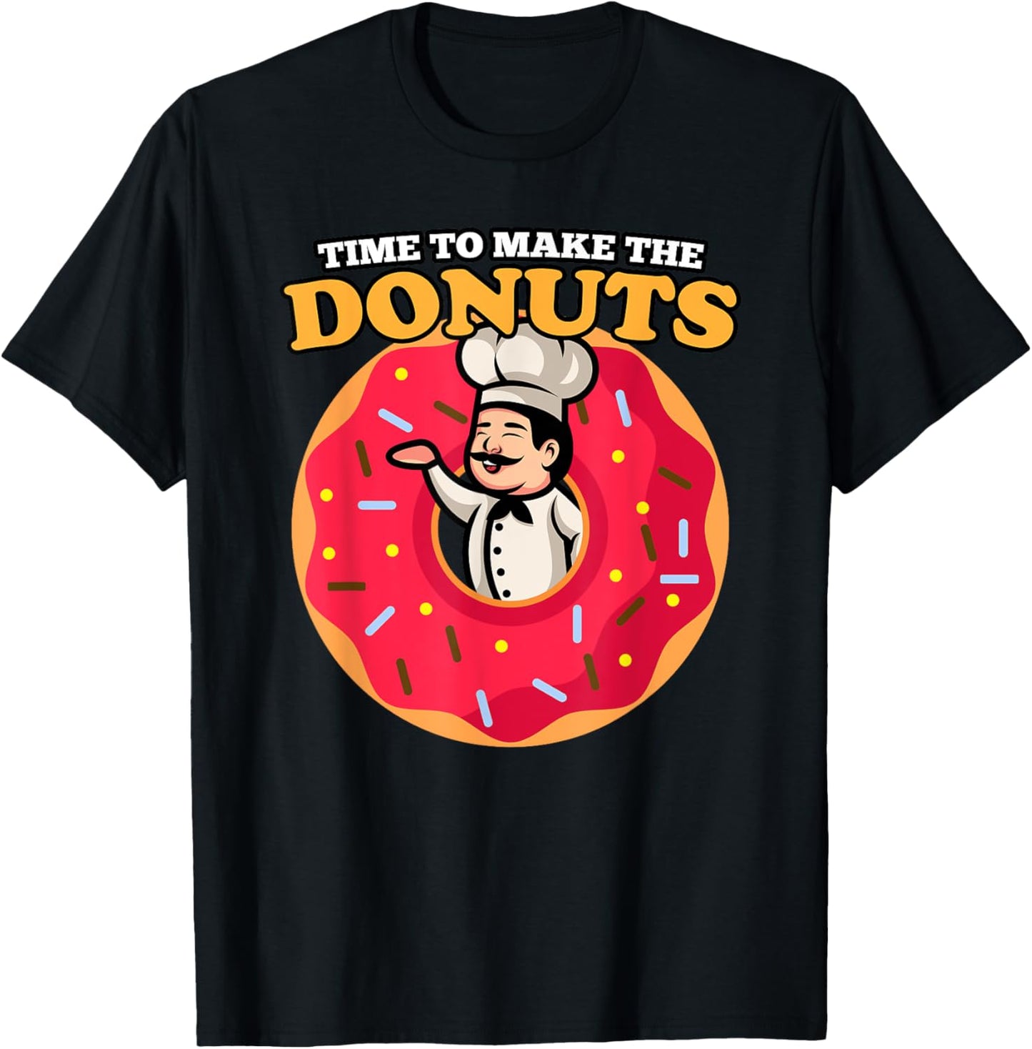 Time To Make Donuts Funny Vintage Retro 80s Dessert Lover T-Shirt - T-Shirt | Black