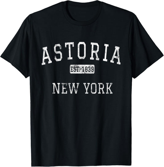 Astoria New York Queens NY Vintage T-Shirt - T-Shirt | Black