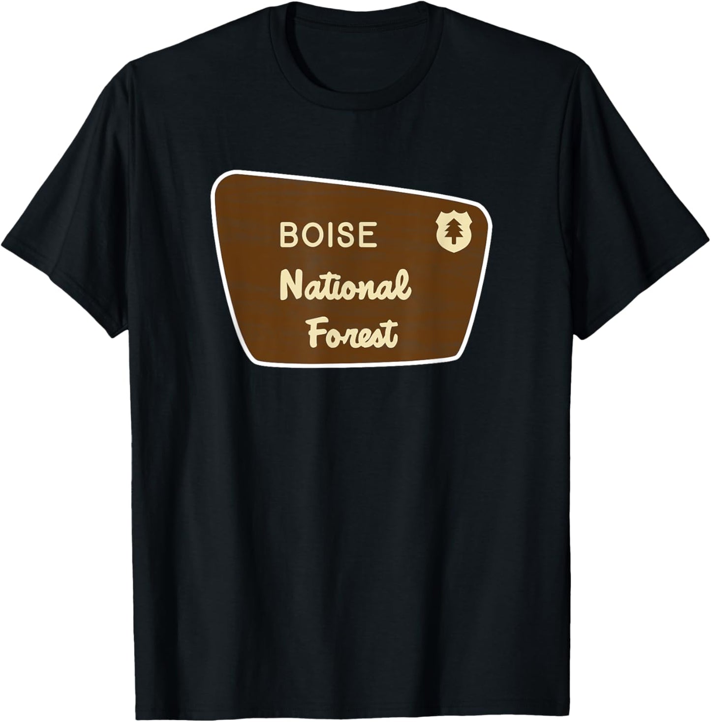 Boise National Forest Sign Retro T-Shirt - T-Shirt | Black