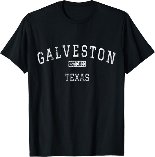 Galveston Texas Vintage Black Men's Small Classic Fit Short Sleeve T-Shirt - T-Shirt | Black