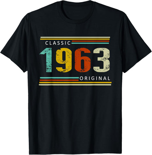 Birthday, Classic of 1963 Original, 62th Retro T-Shirt - T-Shirt | Black