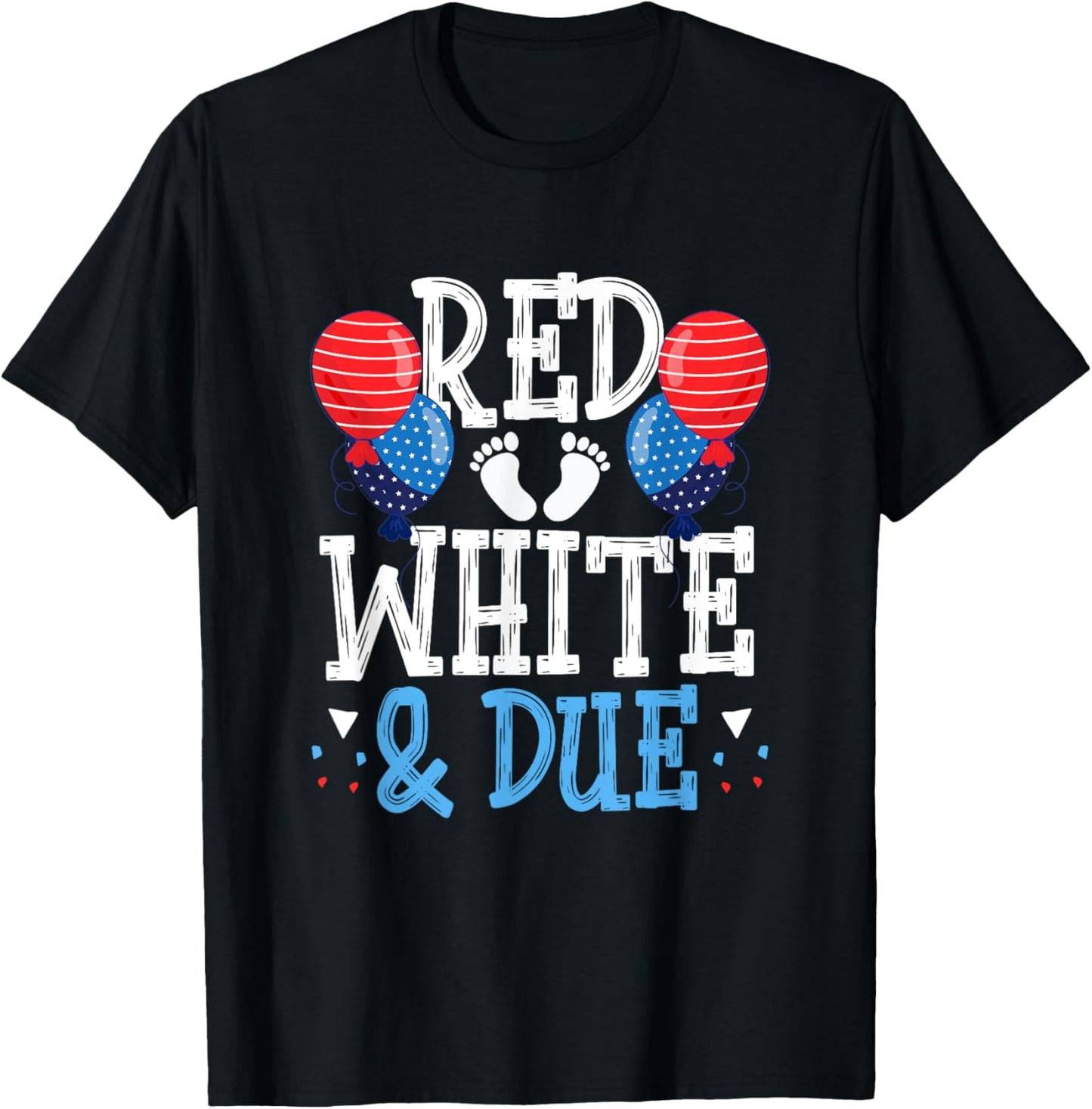 Red white and Due baby announcement 4th of july T-Shirt - T-Shirt | Black