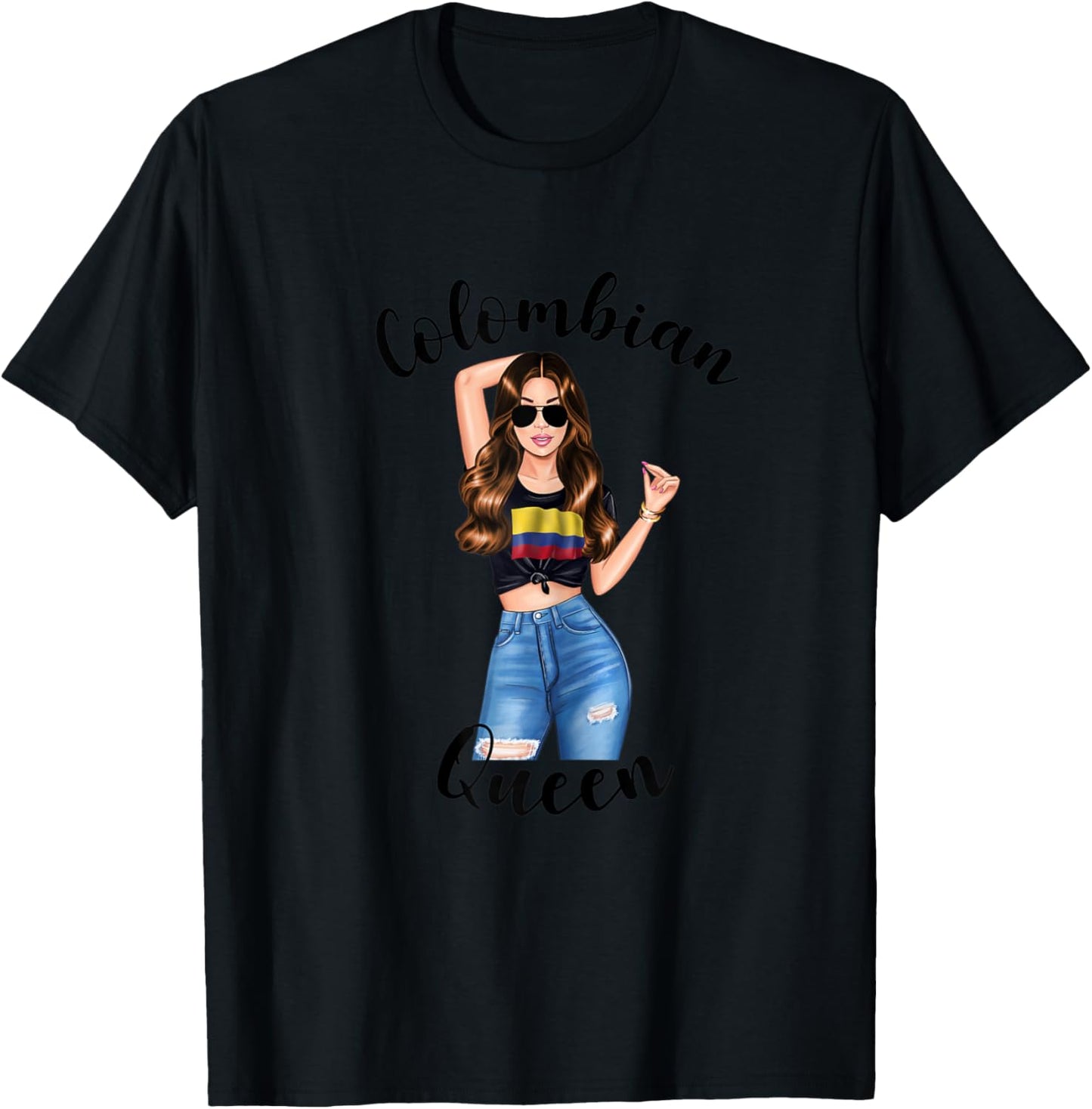 Colombian Queen Sexy Colombiana Colombia Woman T-Shirt - T-Shirt | Black