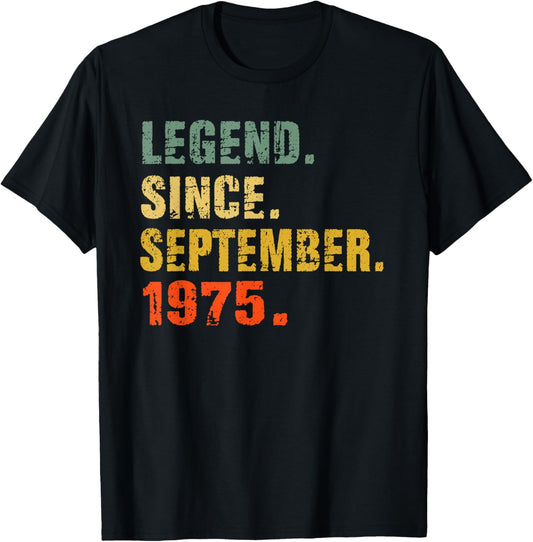 47 Year Old 47th Birthday Gifts Legend Since September 1975 T-Shirt - T-Shirt | Black