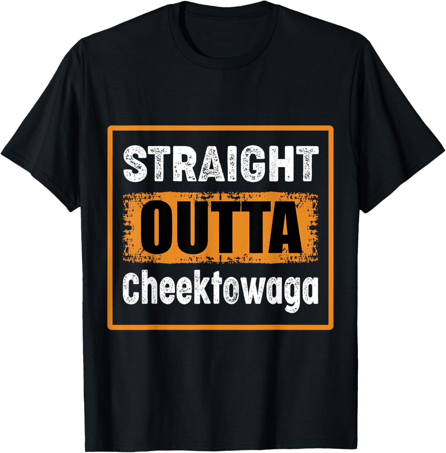 Straight Outta Cheektowaga New York USA Distressed Vintage T-Shirt - T-Shirt | Black