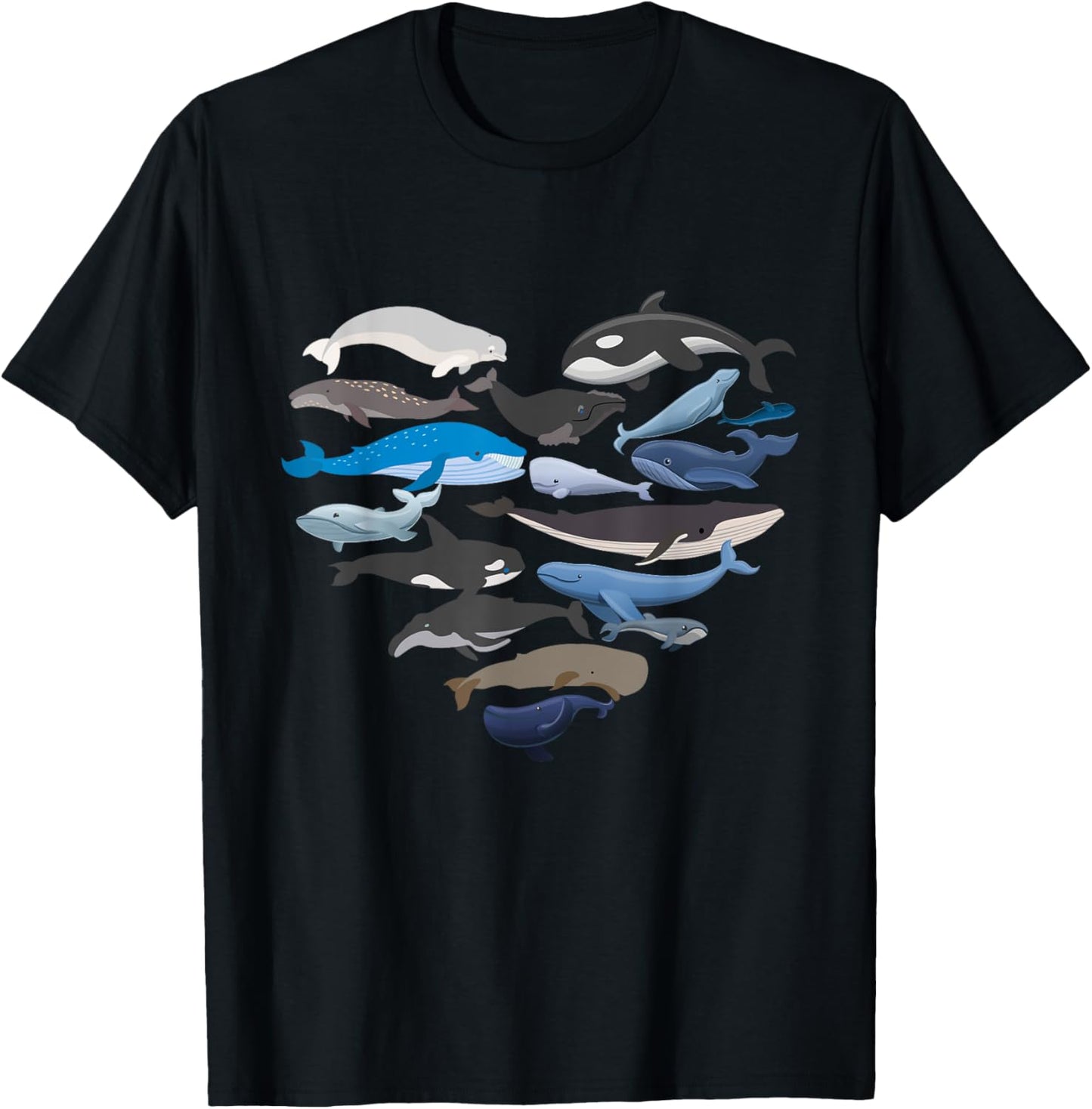 Whales Heart Shaped - Marine Biologist Whale Lover Wildlife T-Shirt - T-Shirt | Black