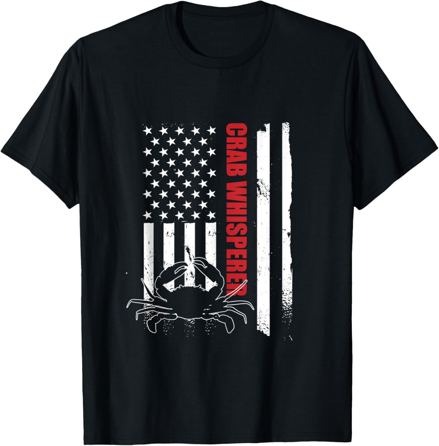 Crab Whisperer American Flag Crab Lover Crab Fishing T-Shirt - T-Shirt | Black