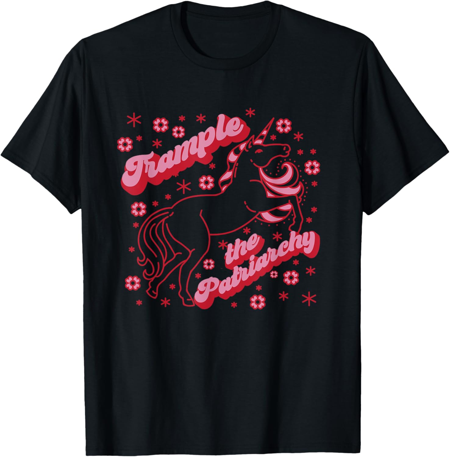 TRAMPLE THE PATRIARCHY Funny Pink Unicorn Feminist Meme T-Shirt - T-Shirt | Black
