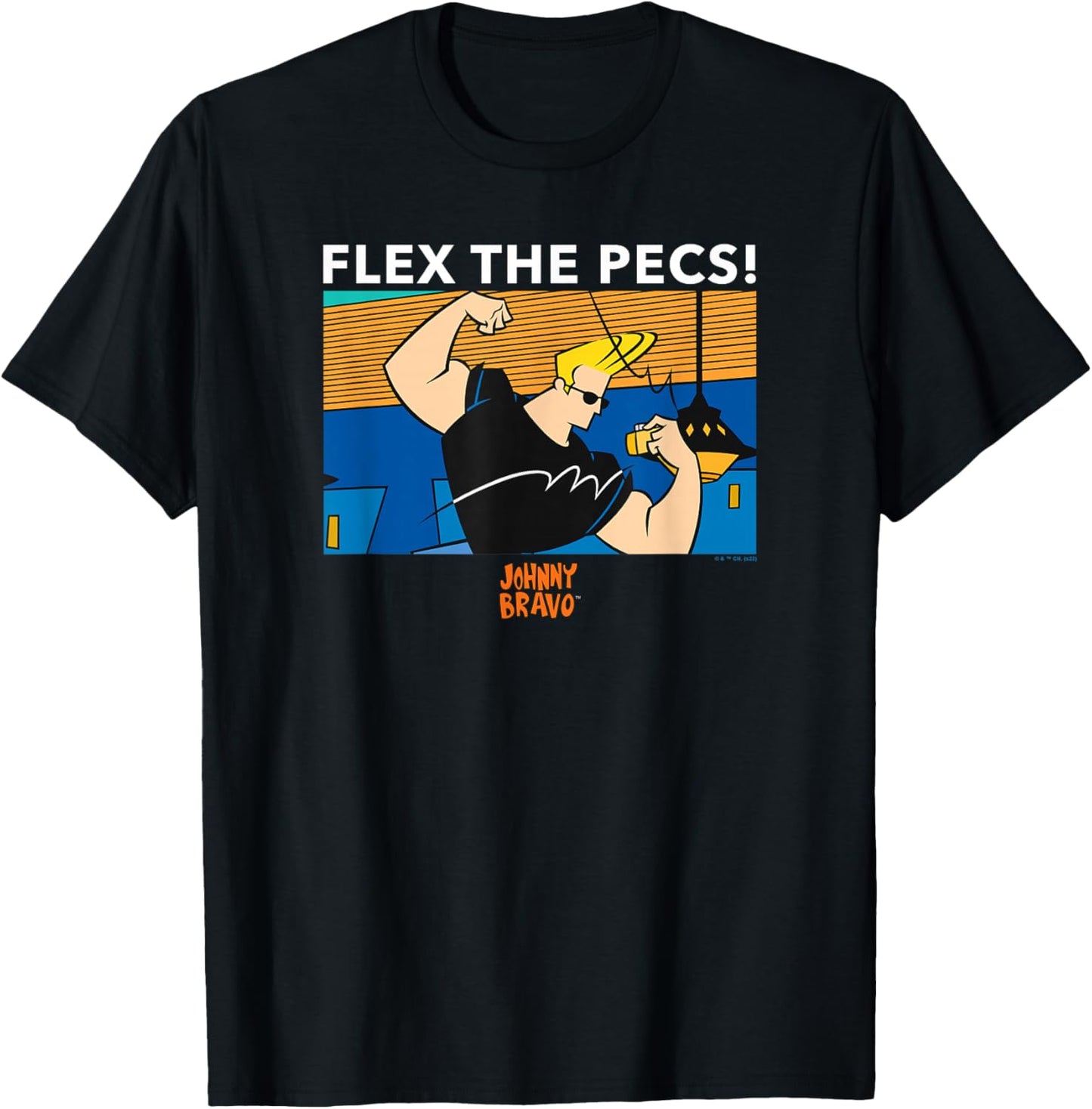 Johnny Bravo Flex The Pecs! Johnny Bravo Poster T-Shirt - T-Shirt | Black