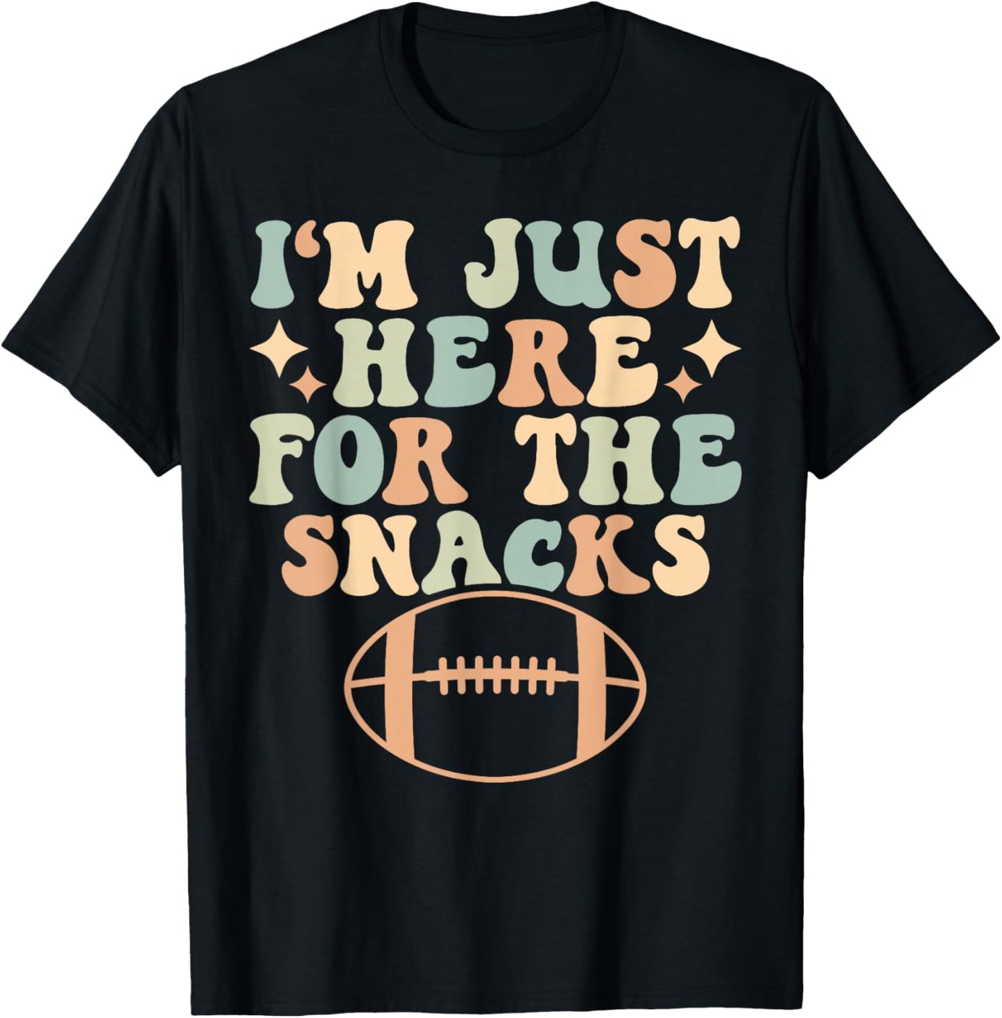Retro I'm Just Here For The Snacks Fantasy Football T-Shirt - T-Shirt | Black