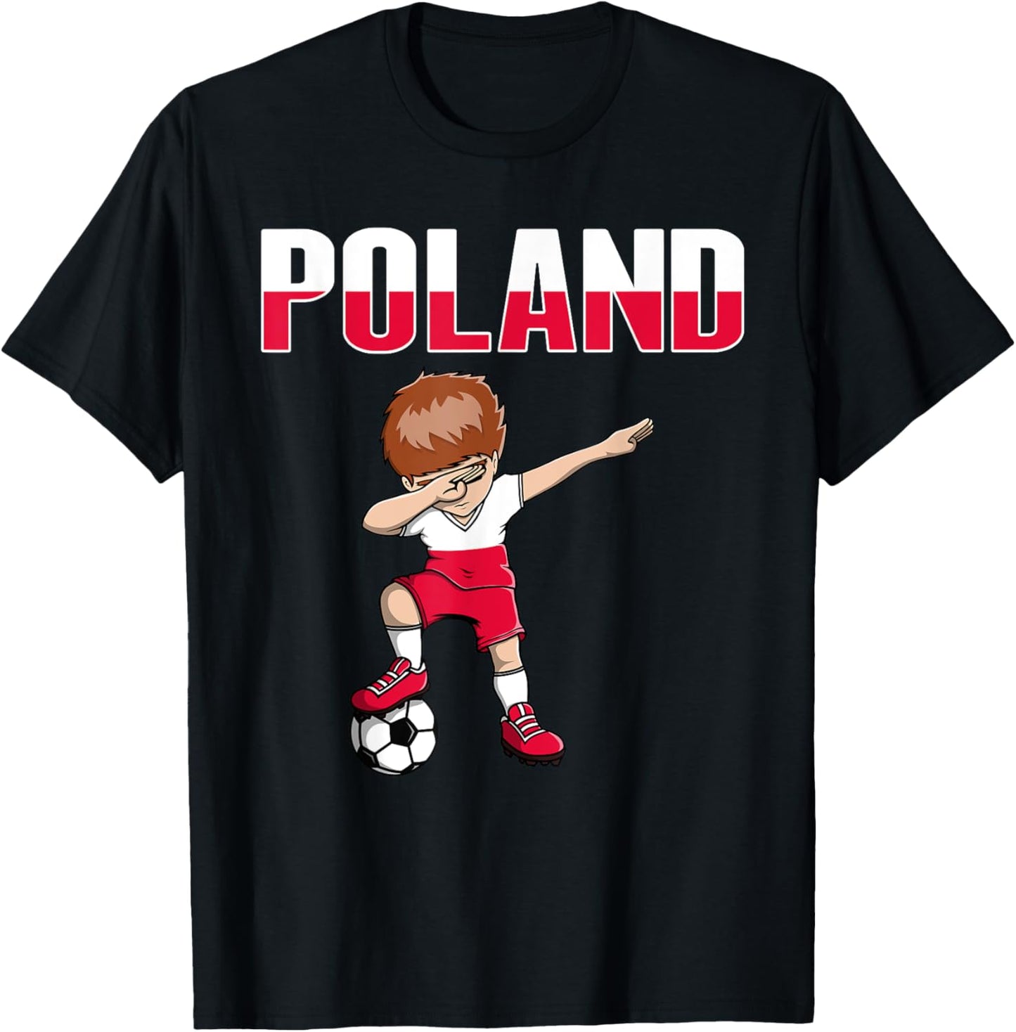 Dabbing Soccer Boy Poland Soccer Fans Jersey Polish Football T-Shirt - T-Shirt | Black